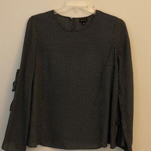 Who What Wear Black and White Polka Dot Blouse
